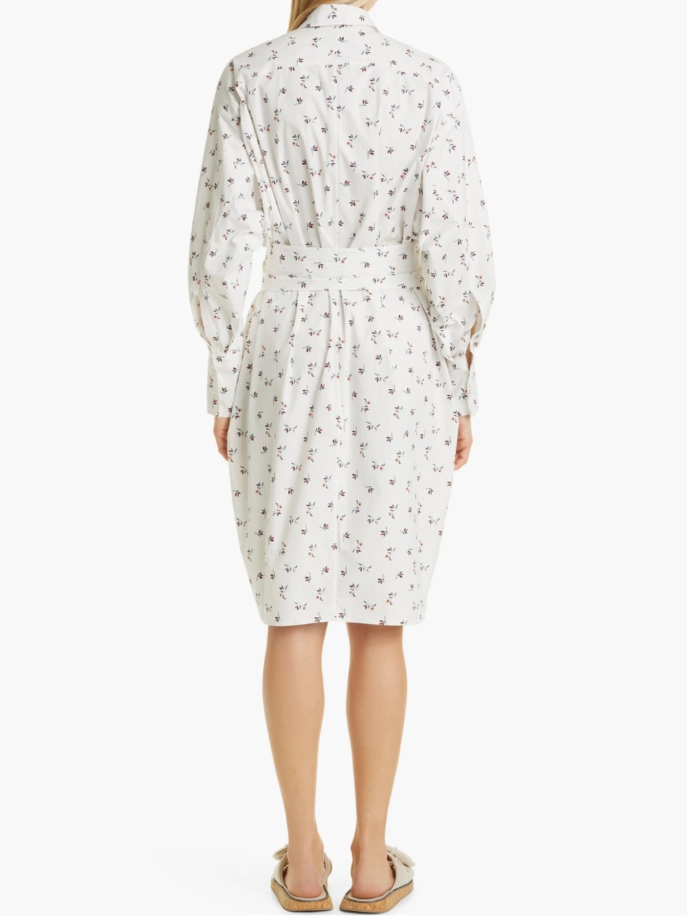 New Munthe Patrina Floral Long Sleeve Stretch Organic Cotton Shirtdress White 36 - Picture 3 of 16